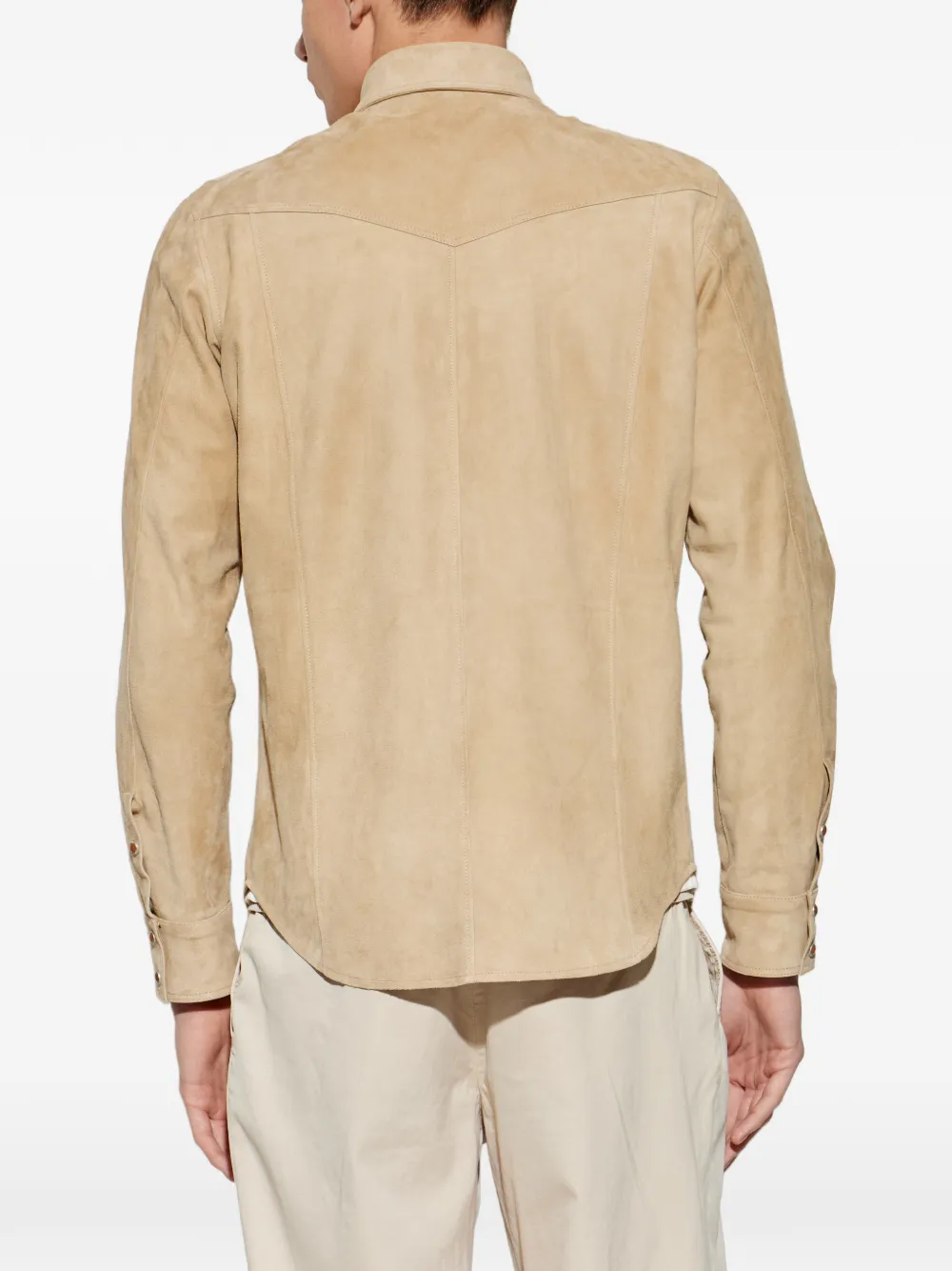Flap-Pocket Suede Shirt