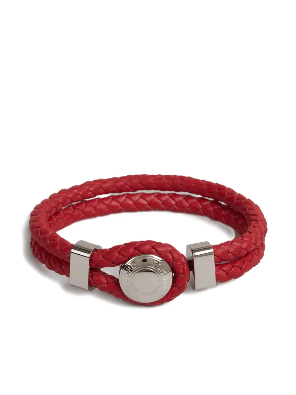TOM FORD braided leather bracelet - Red