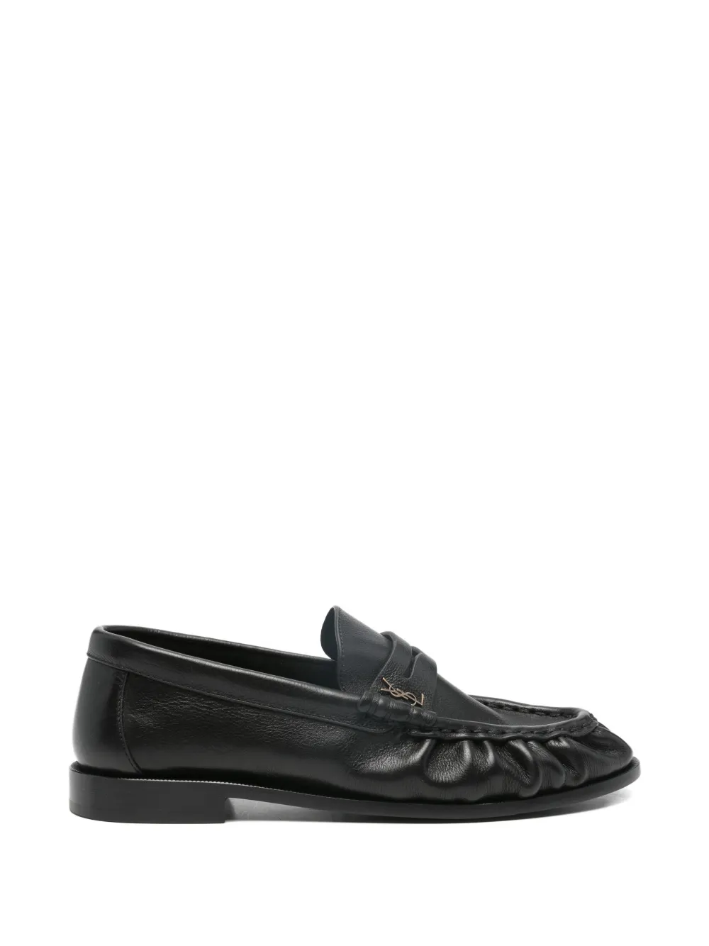 Saint Laurent logo-plaque gathered loafers Zwart
