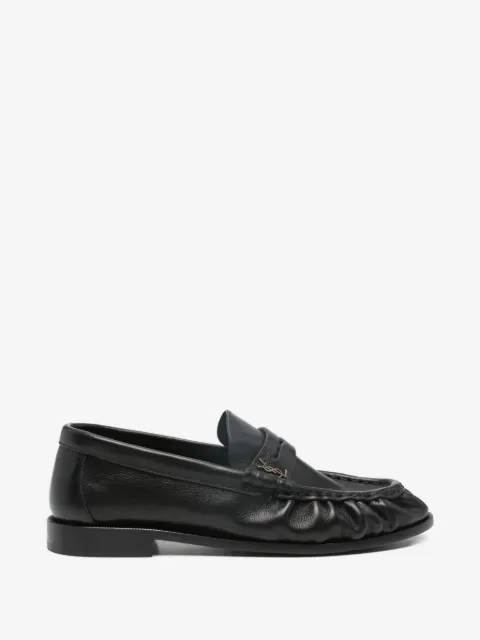 Saint Laurent mocasines fruncidos con placa del logo