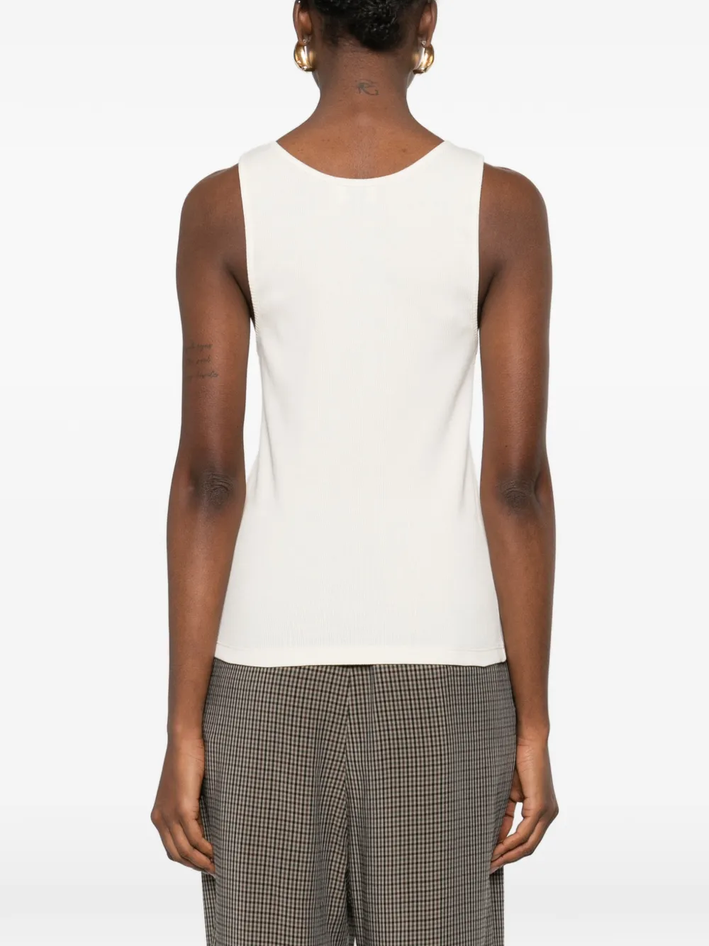 Saint Laurent logo-embroidered Tank Top | Neutrals | FARFETCH