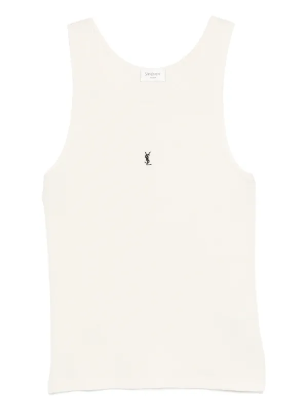 Saint Laurent logo-embroidered Tank Top | Neutrals | FARFETCH IN