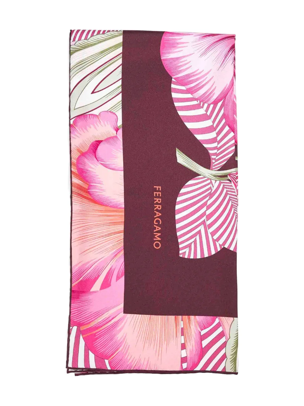 Ferragamo jacquard blossom print scarf - Roze