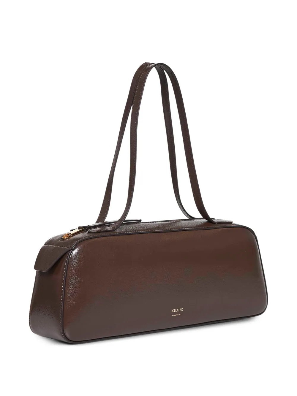 KHAITE Simona gebarsten lakleren shopper Bruin