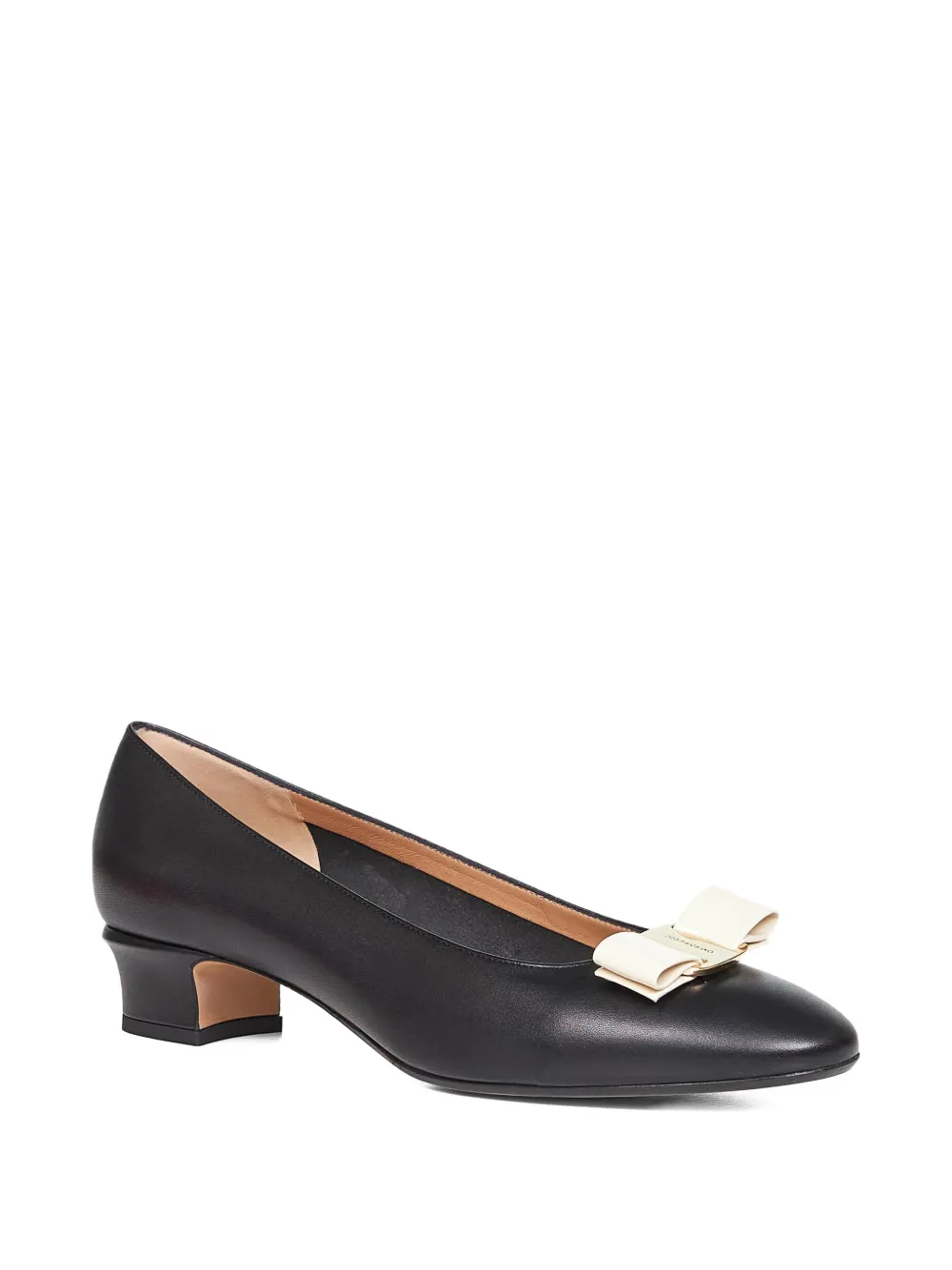 Ferragamo vara bow almond ballet flats - Zwart
