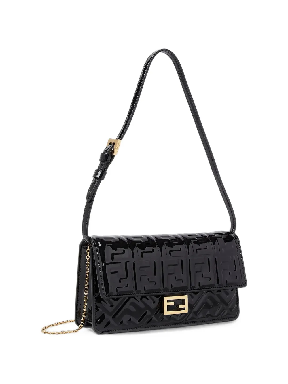FENDI Clutch met reliëf logo Zwart