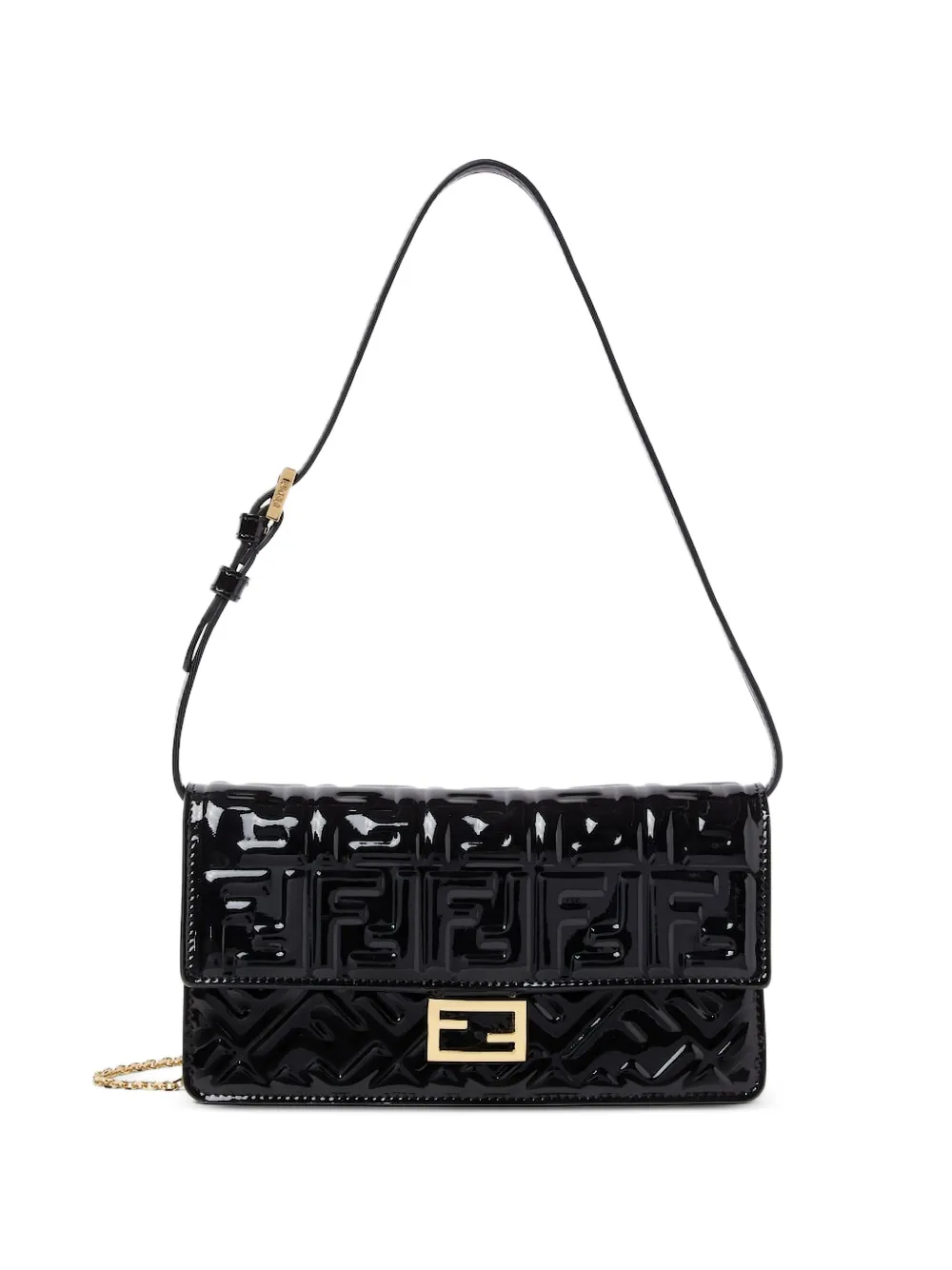 FENDI Borsa a tracolla Foldover goffrata - Nero