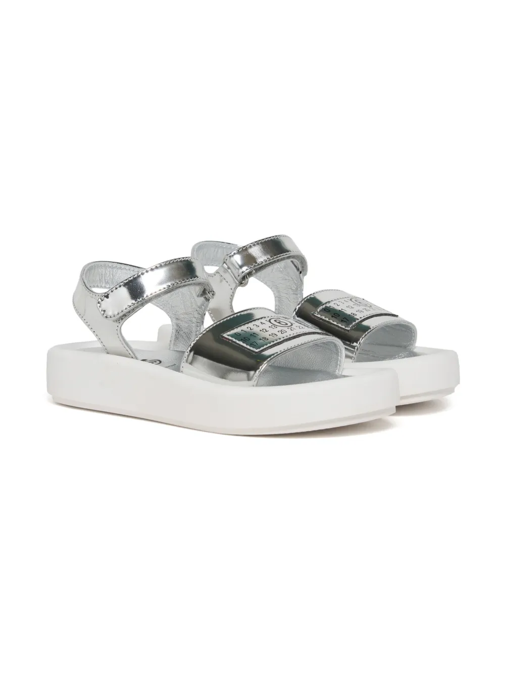 MM6 Maison Margiela Kids metallic logo sandals - Argento