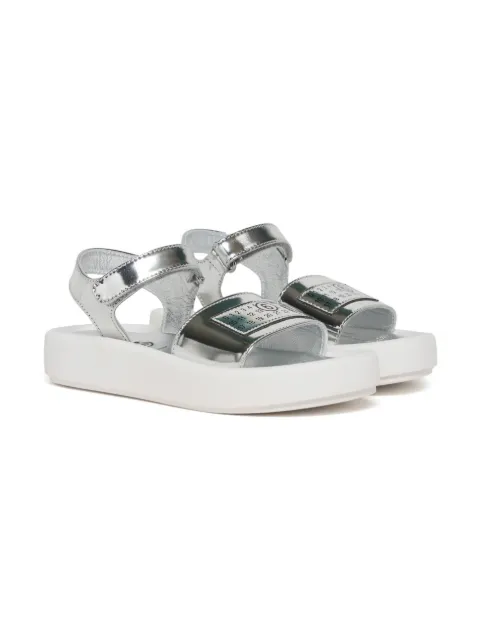 MM6 Maison Margiela Kids metallic logo sandals