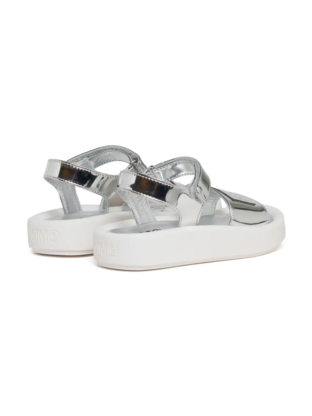 MM6 Maison Margiela Kids metallic logo sandals Zilver