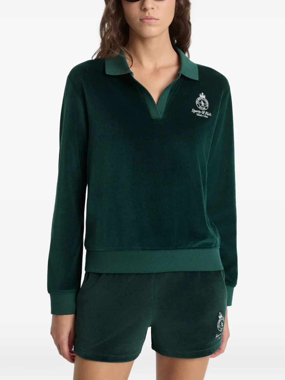  Sporty & Rich Collared Long-sleeve Sweater - Green 