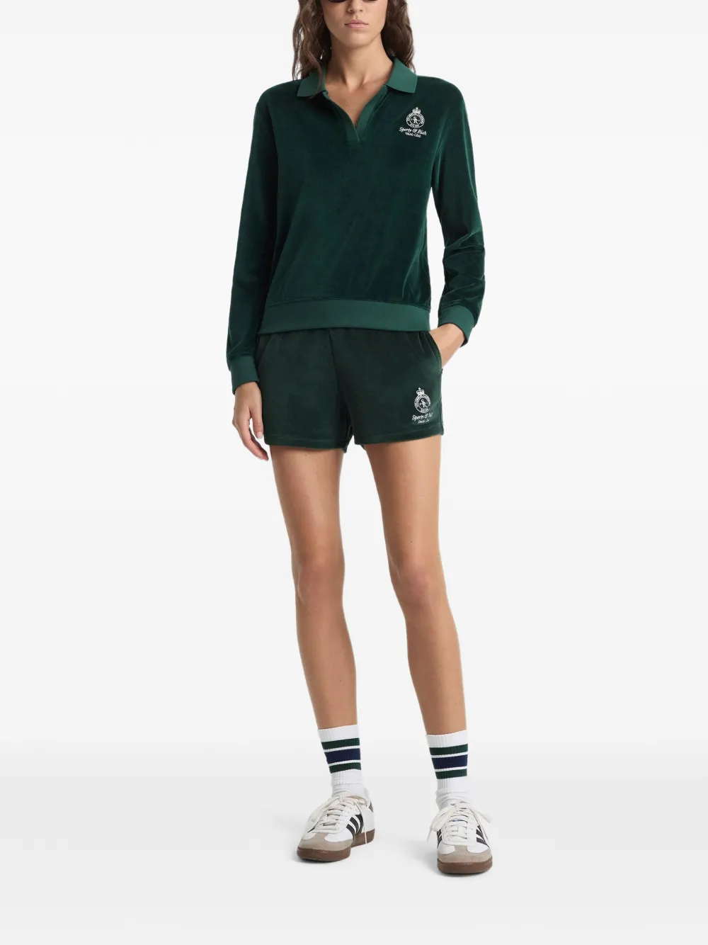  Sporty & Rich Collared Long-sleeve Sweater - Green 
