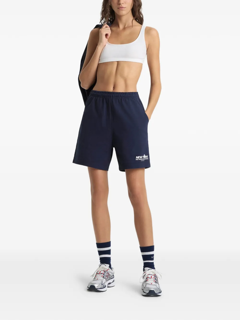 Sporty & Rich Trainingsshorts met elastische print Blauw