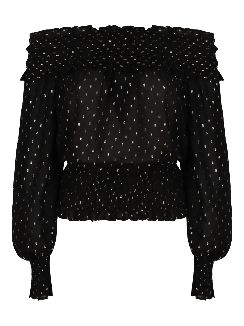 Self-Portrait off-shoulder ruffled top - Nero