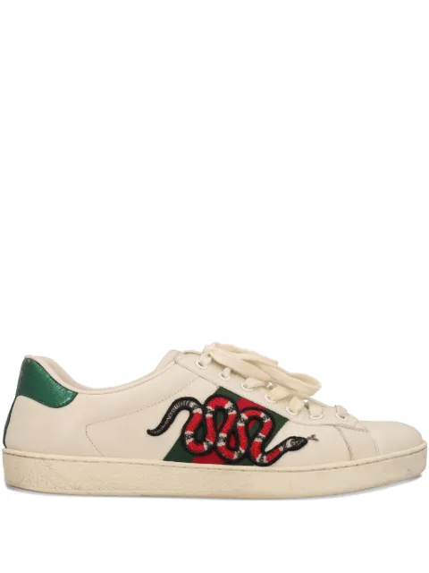 Gucci Pre-Owned snake-embroidery web-stripe sneakers
