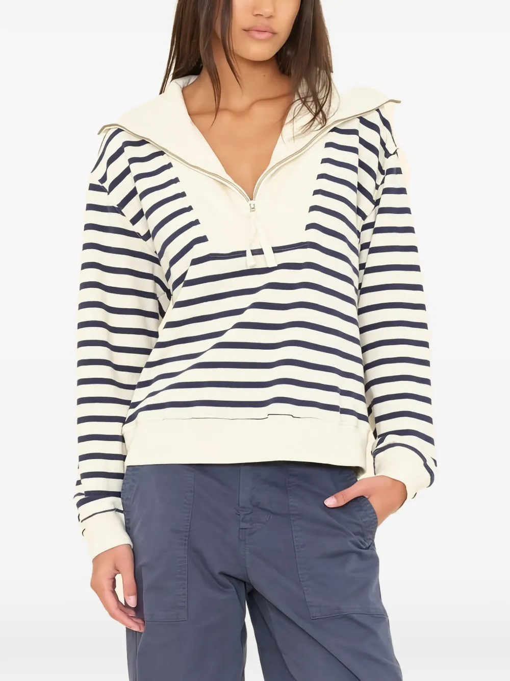  Xirena Kat Half-zip Striped Sweatshirt - Neutrals 