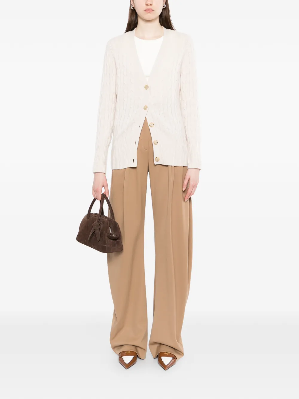 N.Peal Kabelgebreid vest Beige