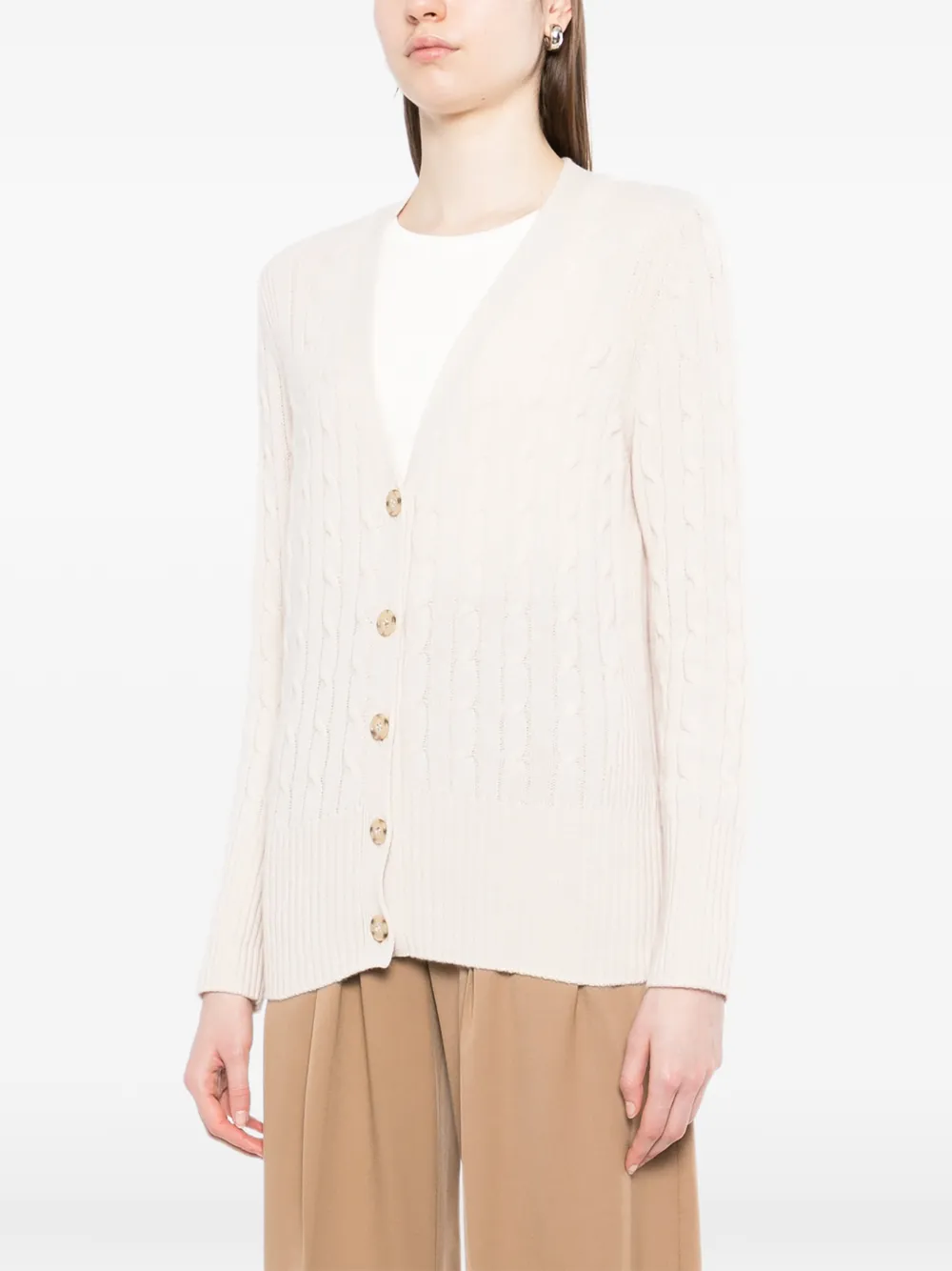 N.Peal Kabelgebreid vest Beige
