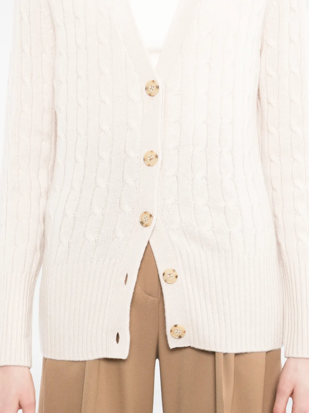 N.Peal Kabelgebreid vest Beige