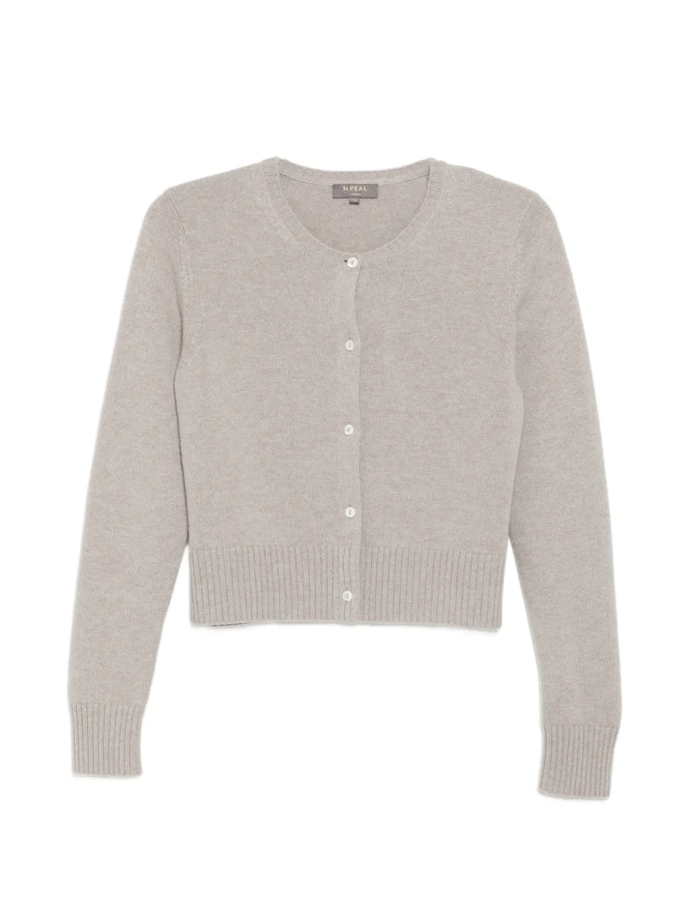 N.Peal Grob gestrickter Cropped-Cardigan - Nude