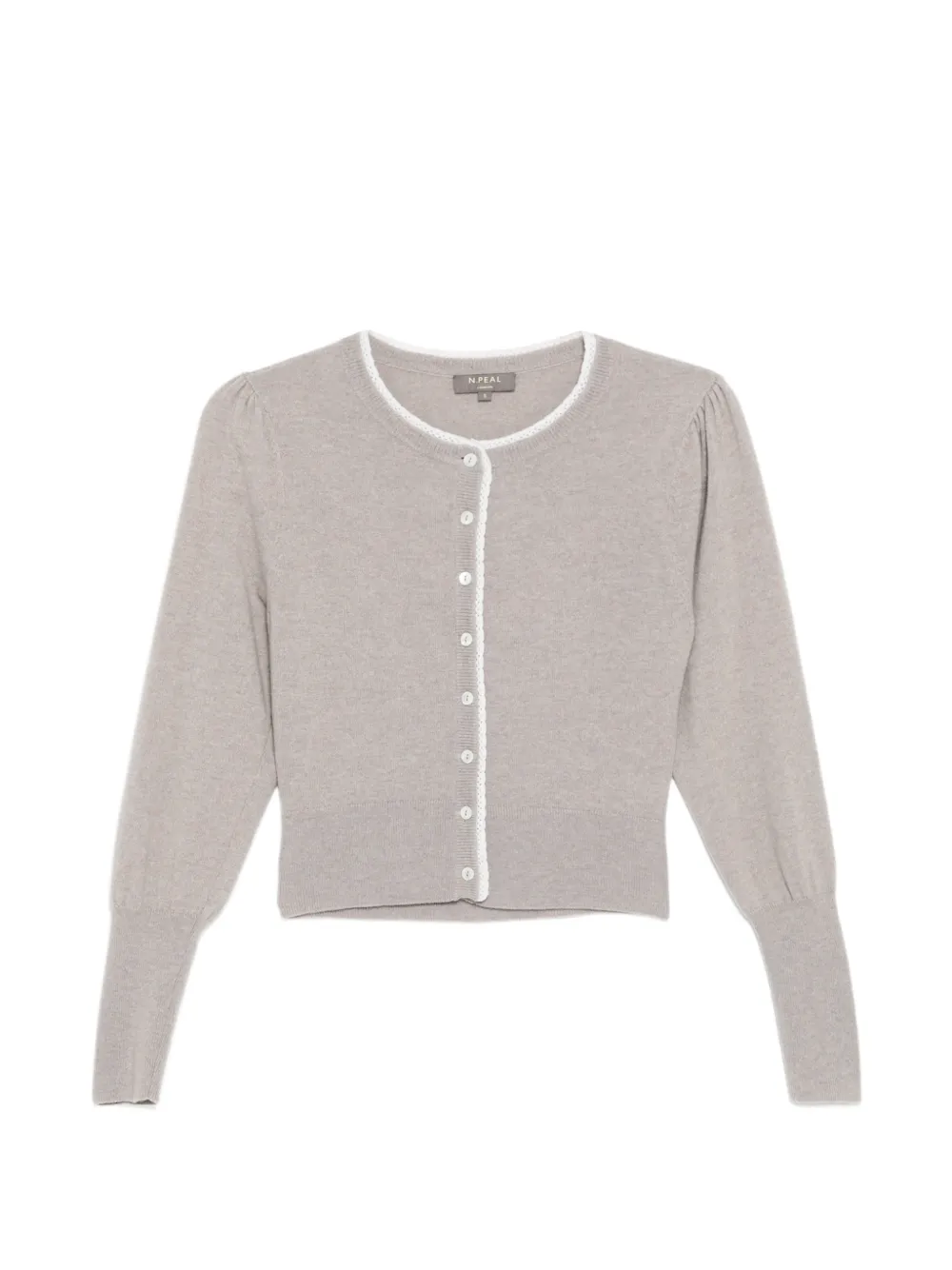 N.Peal Cardigan mit Spitzenbesatz - Nude