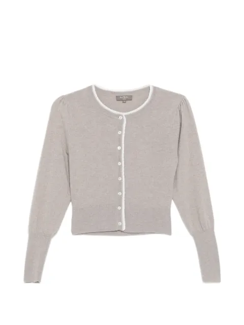 N.Peal — lace trim crew neck cardigan