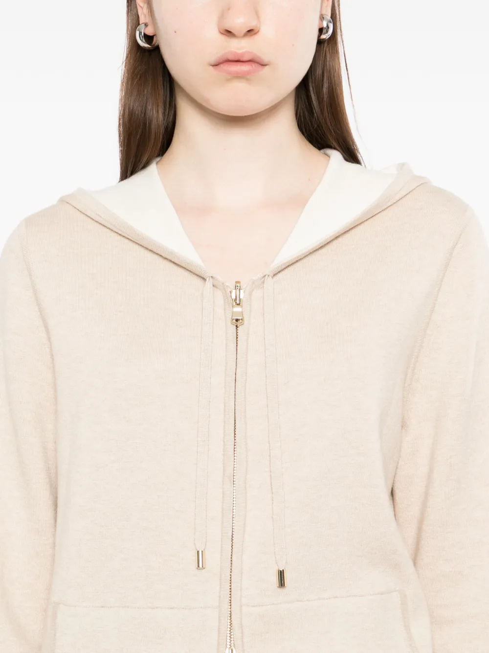N.Peal Omkeerbare gebreide hoodie met rits Beige