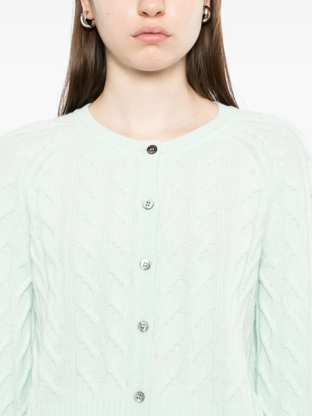 N.Peal Cable Myla vest Groen