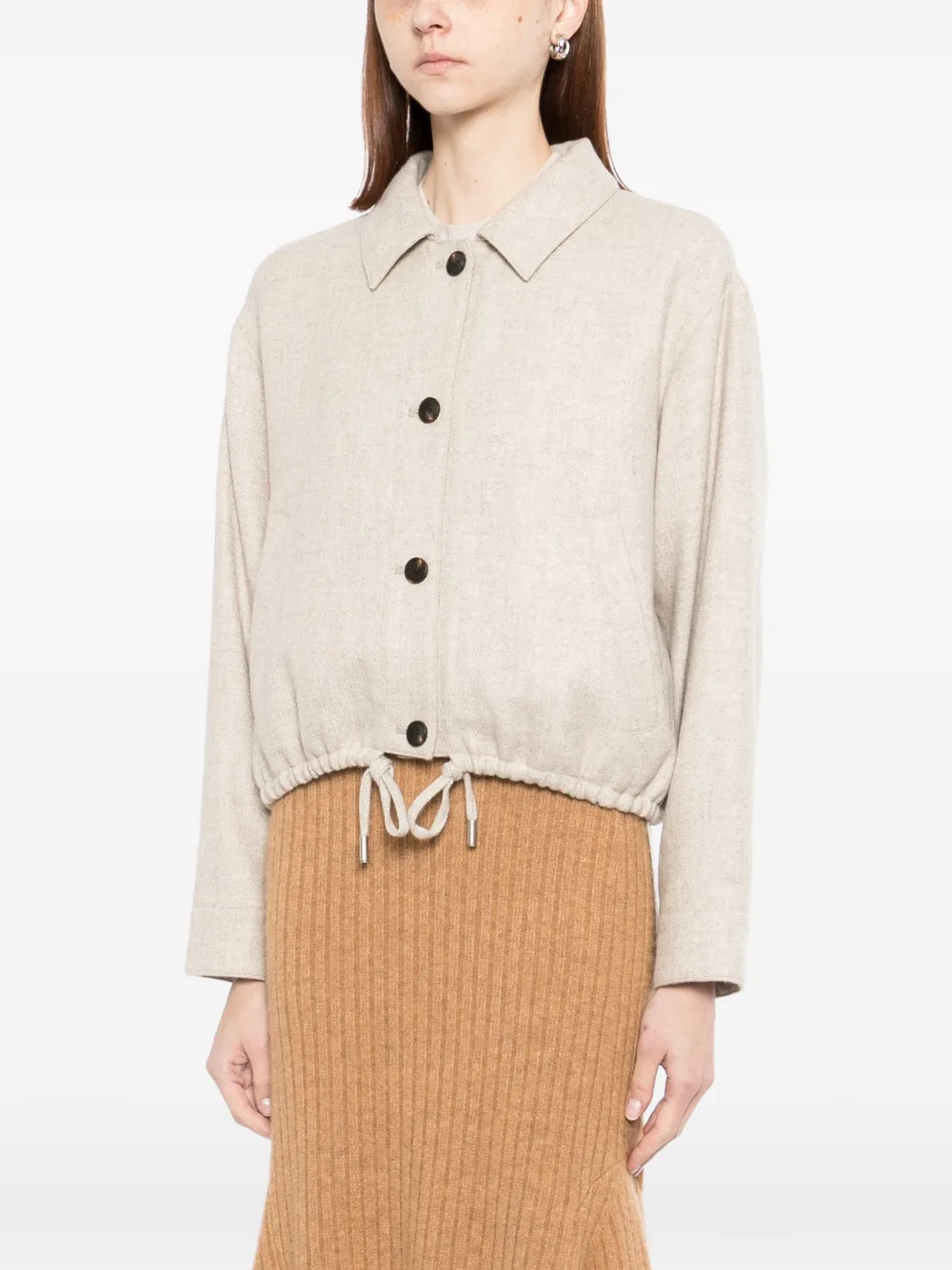  N.peal Button Drawstring Jacket - Neutrals 