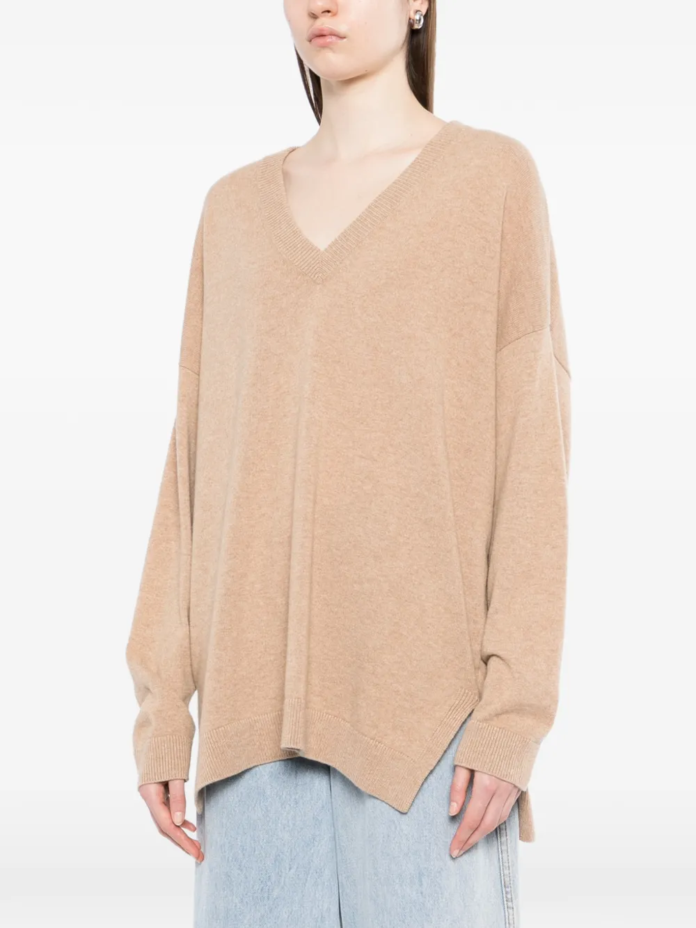 N.Peal Trui met V-hals Beige