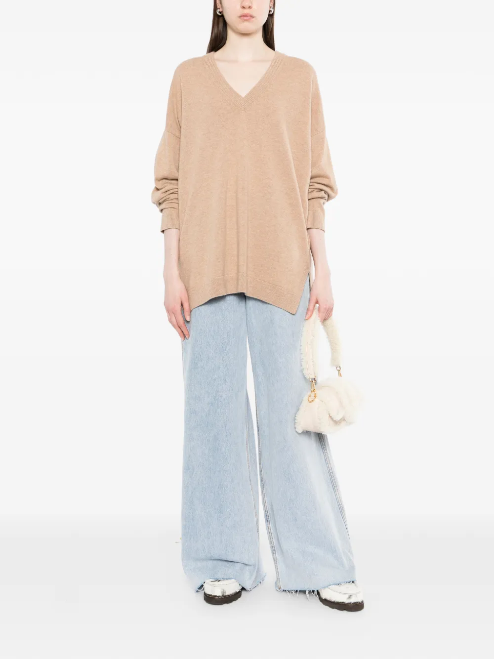 N.Peal Trui met V-hals Beige