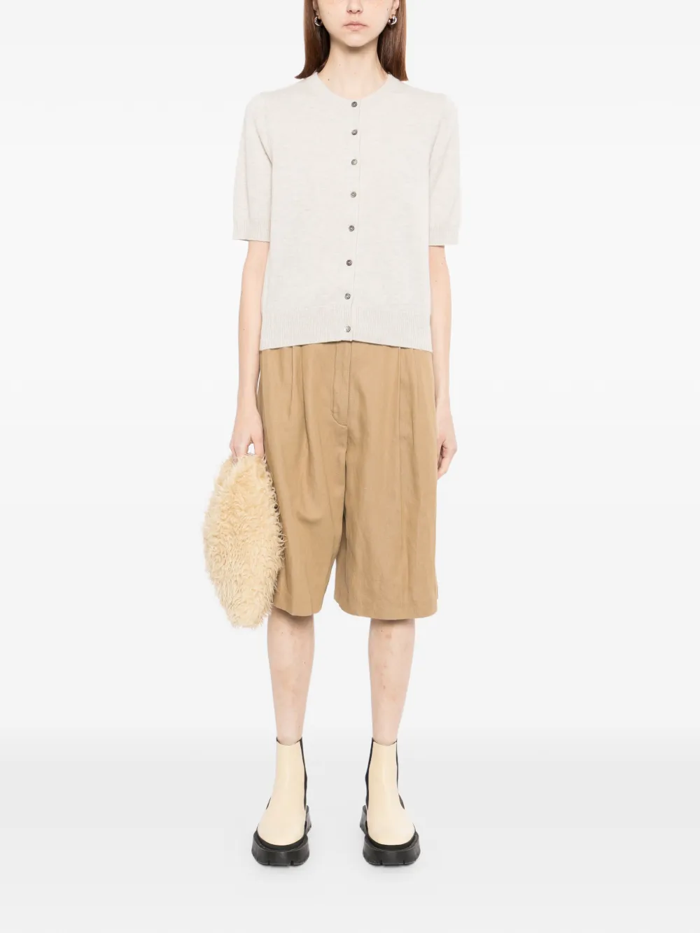Short-Sleeve Button Cardigan