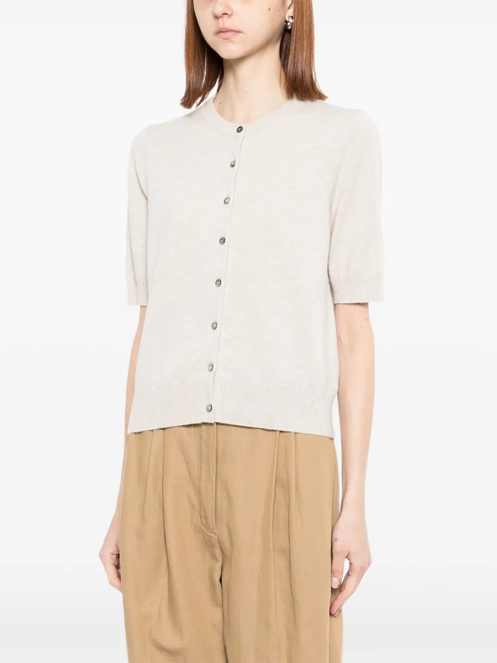 Short-Sleeve Button Cardigan