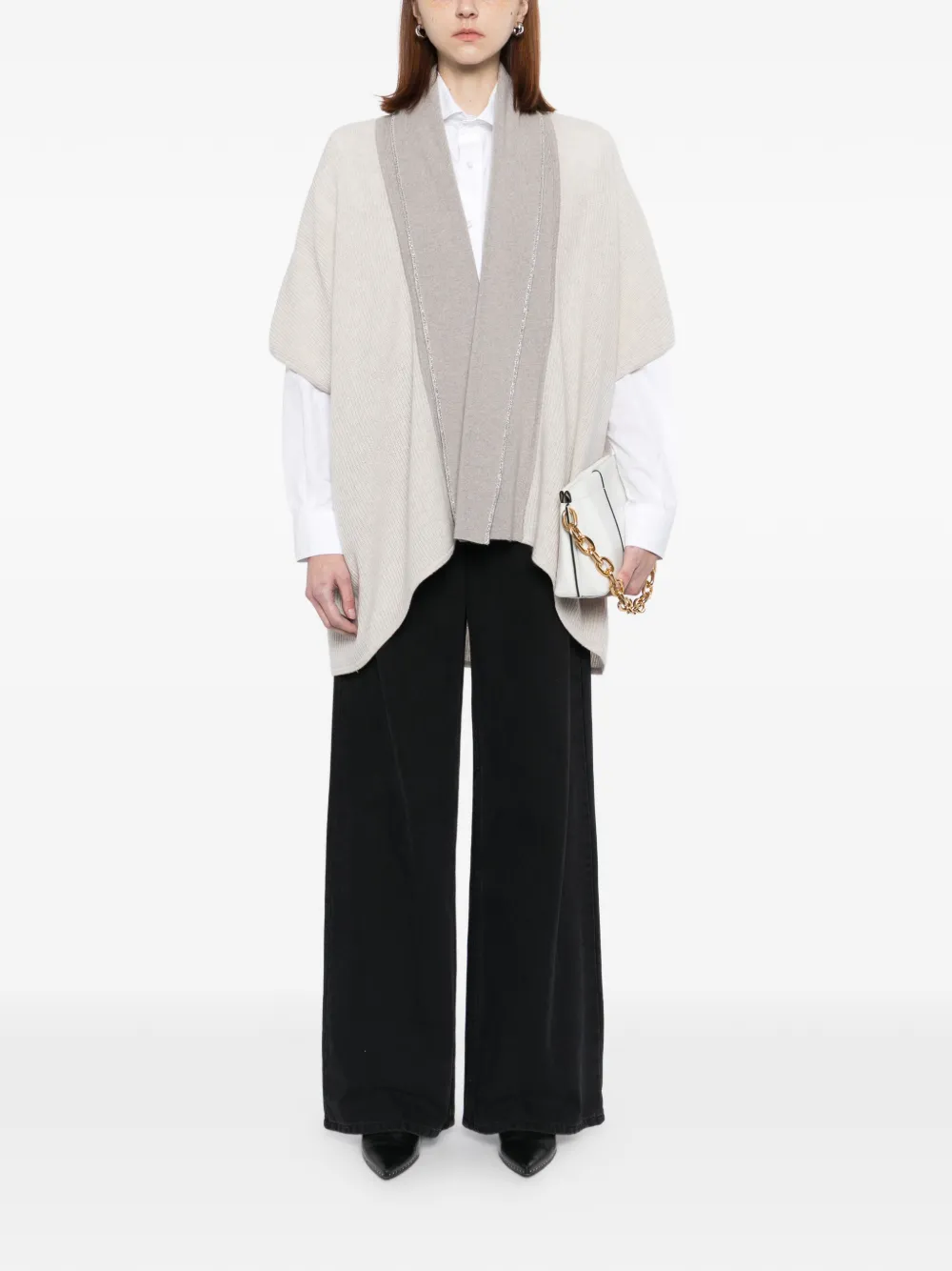 N.Peal Geribbeld vest Beige
