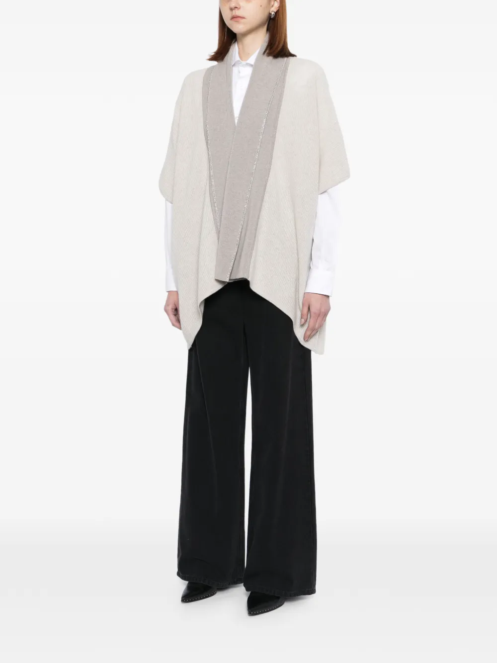 N.Peal Geribbeld vest Beige