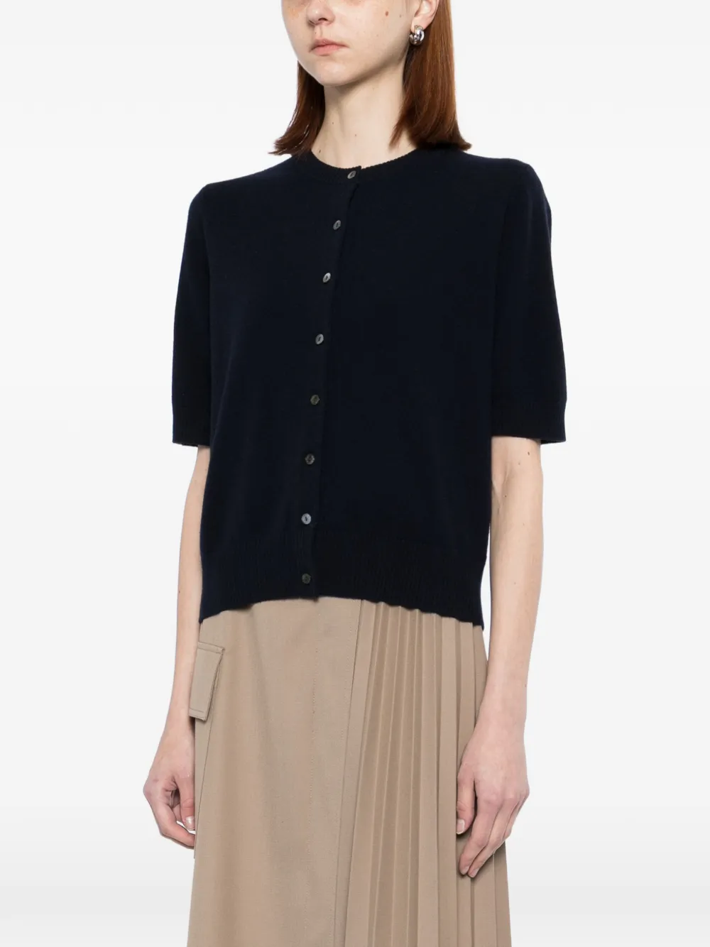 N.Peal Kasjmier vest met korte mouwen Blauw