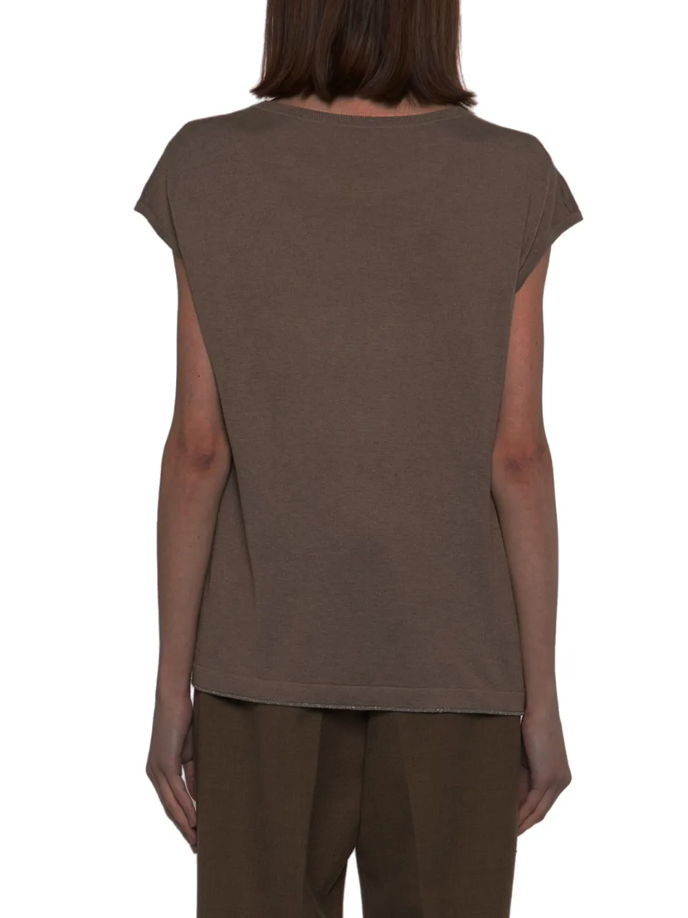 N.Peal Mouwloze gebreide top Beige