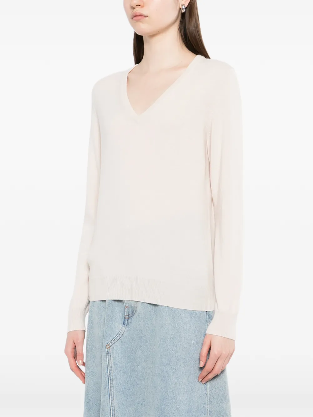  N.peal Phoebe V-neck Jumper - Neutrals 