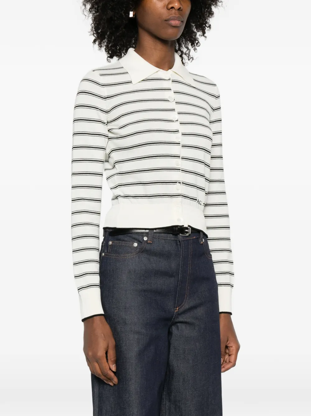 polo-collar cardigan