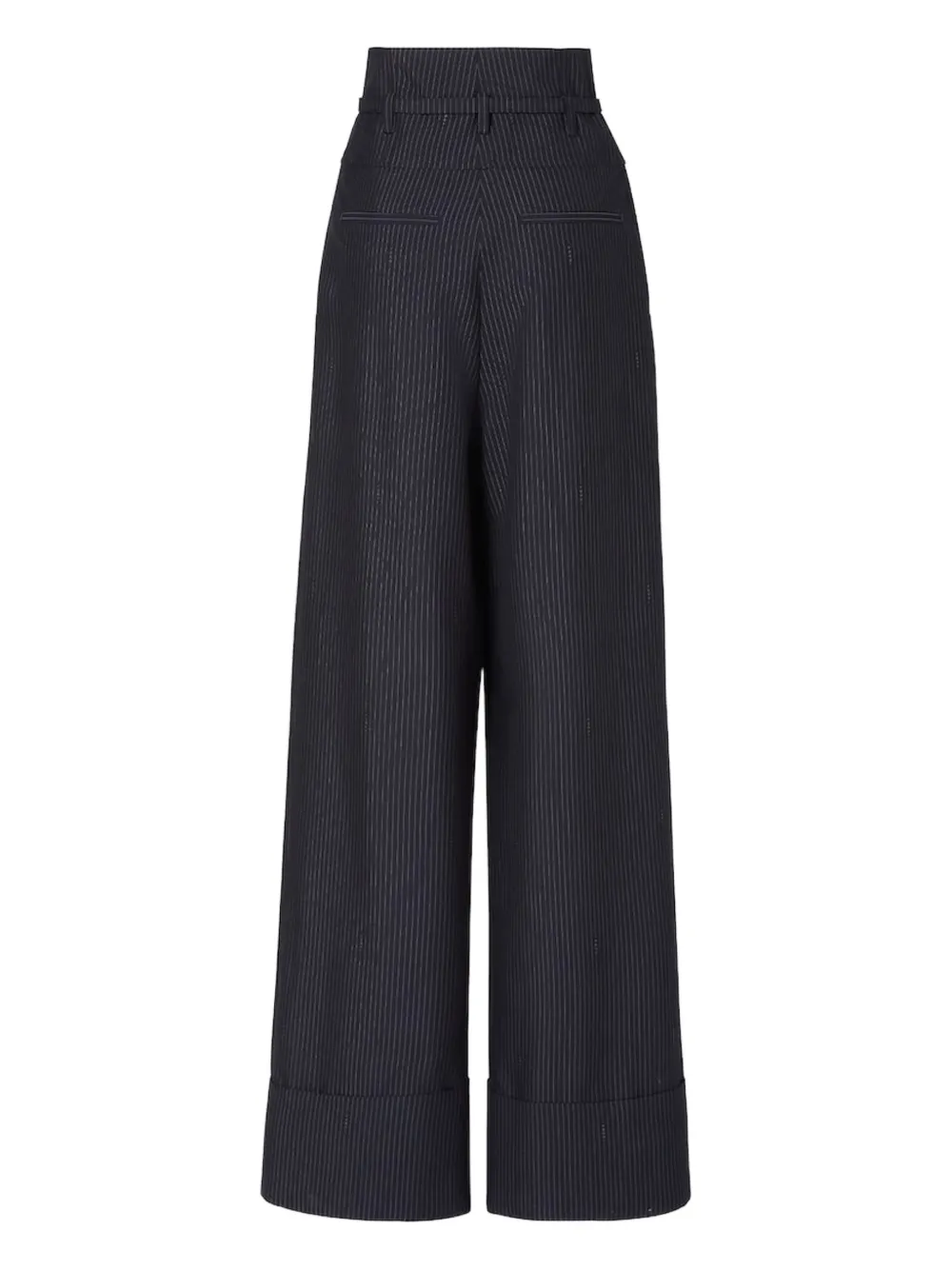 FENDI Black pinstriped wool trousers Zwart
