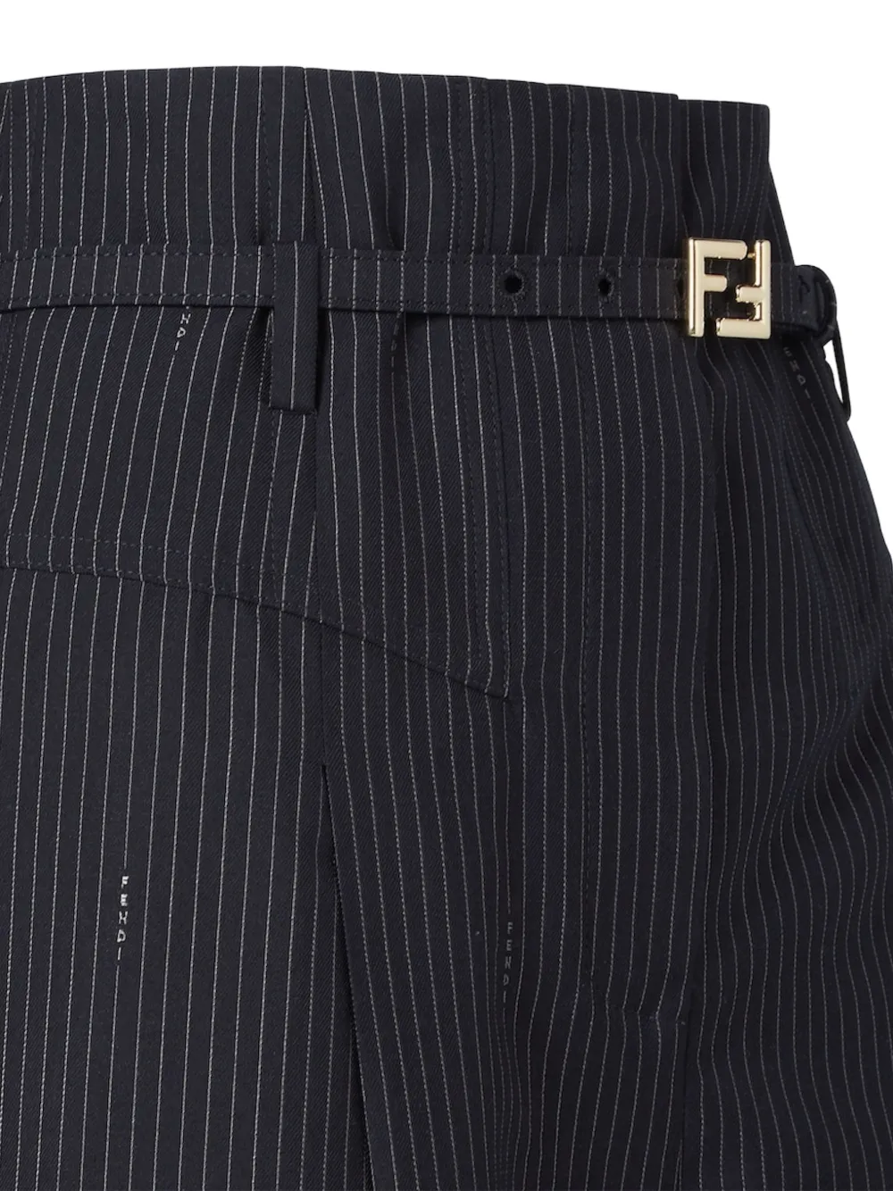 FENDI Black pinstriped wool trousers Zwart