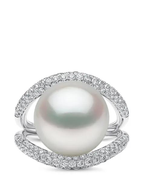 Yoko London anillo Duchess en pavé de diamantes y perlas del mar del Sur