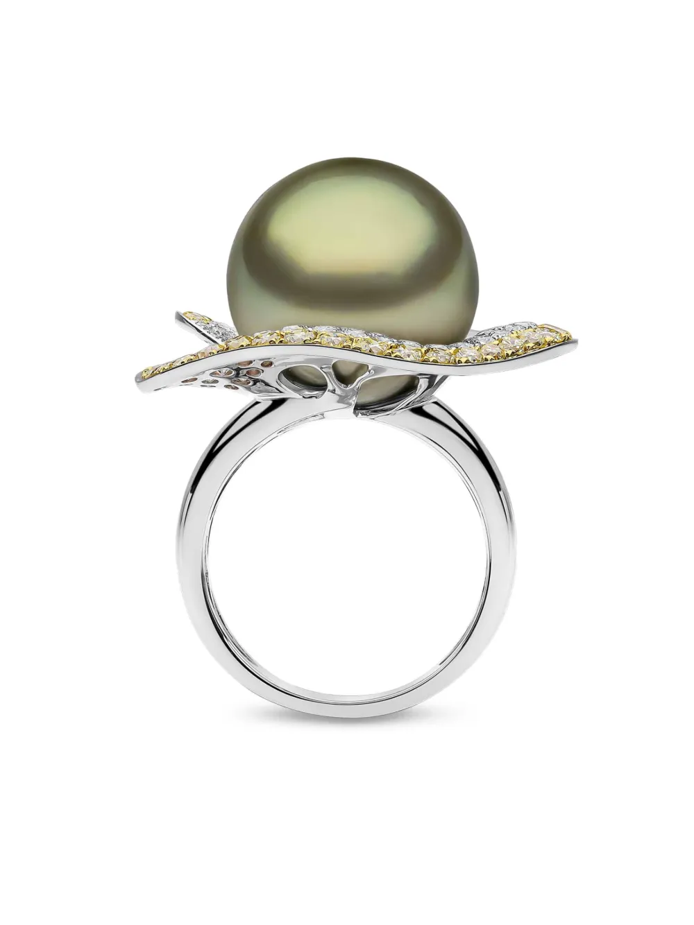 Yoko London Sunrise diamond and pearl ring - Argento