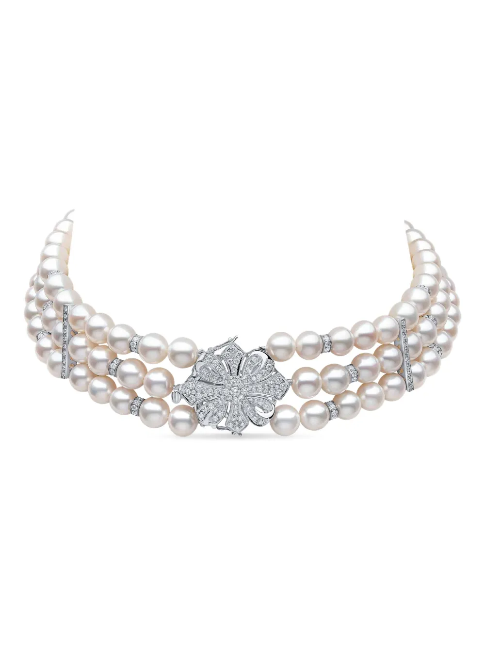 Yoko London Classic diamond and pearl choker - Bianco