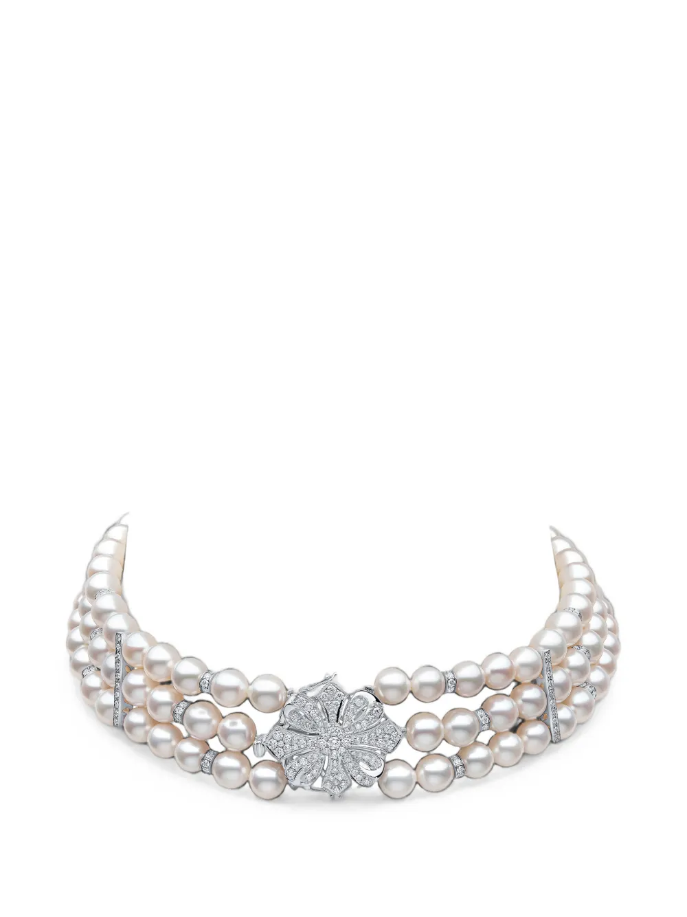 Yoko London Classic diamond and pearl choker - Bianco
