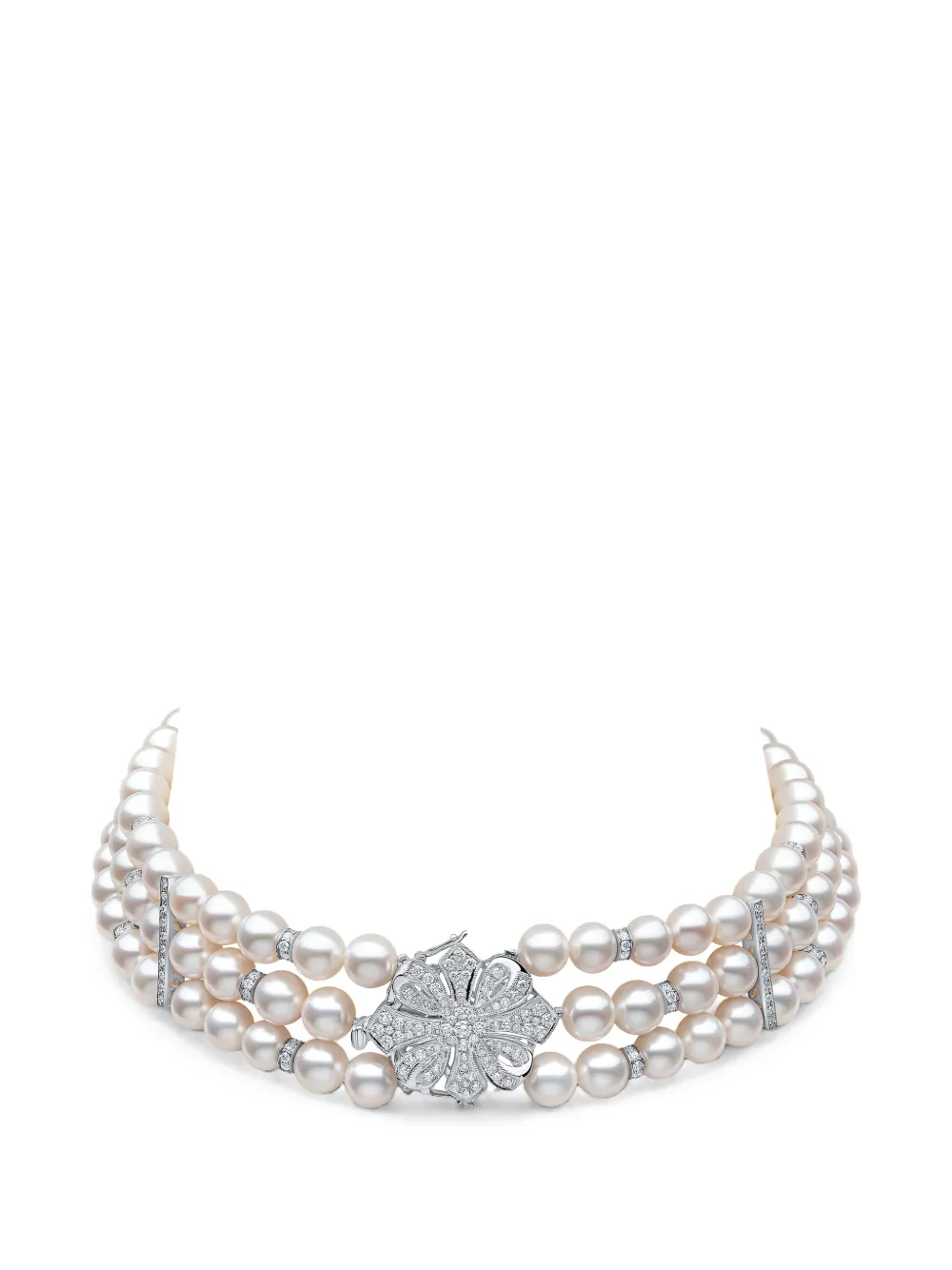 Yoko London Classic freshwater pearl and diamond clasp choker