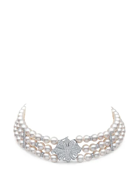 Yoko London Classic freshwater pearl and diamond clasp choker