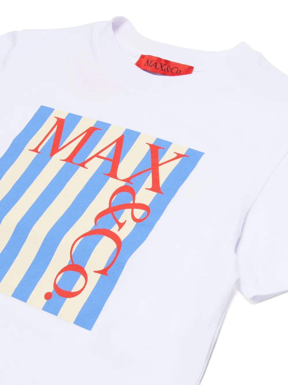  Max&co. Kids Logo Striped-panel T-shirt - White 