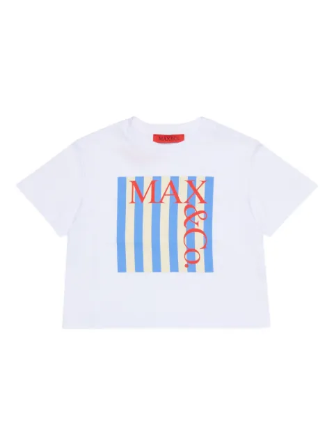 MAX&Co. Kids logo striped-panel T-shirt