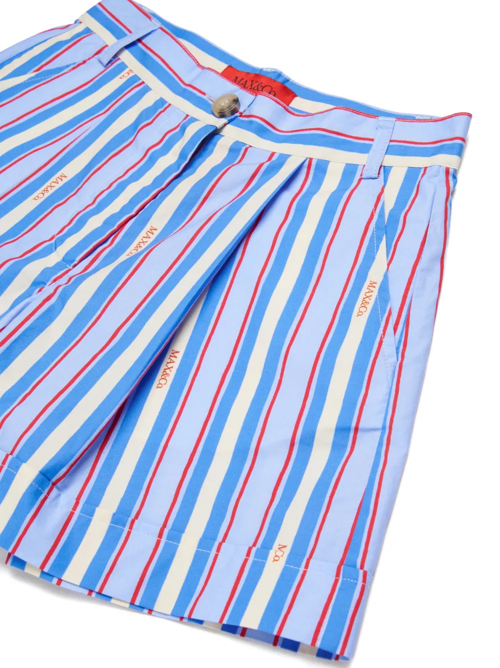  Max&co. Kids Logo Striped Shorts - Blue 